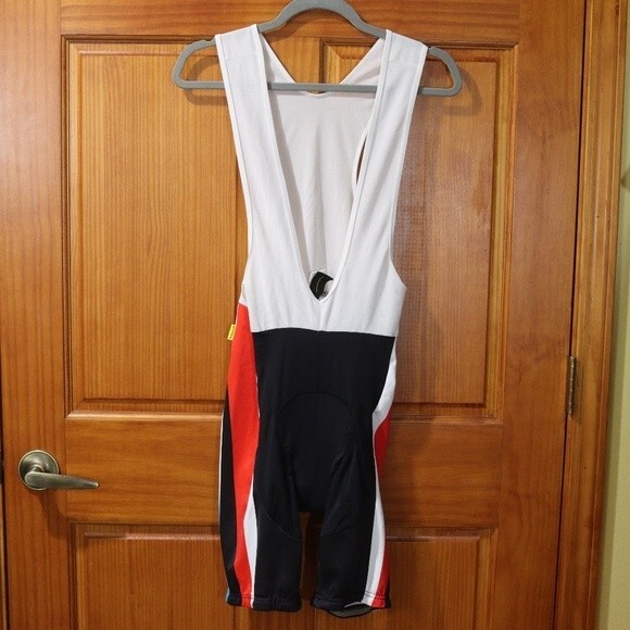 Monton Sports Cycling Bib Shorts Red White Blue Logo Spellout XL Performance - Picture 2 of 14